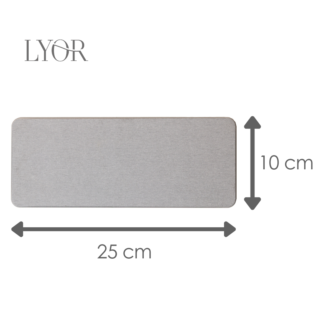 Bandeja Retangular Absorvente para Pia 25cm x 10cm Cinza Pedra Diatomita - Lyor