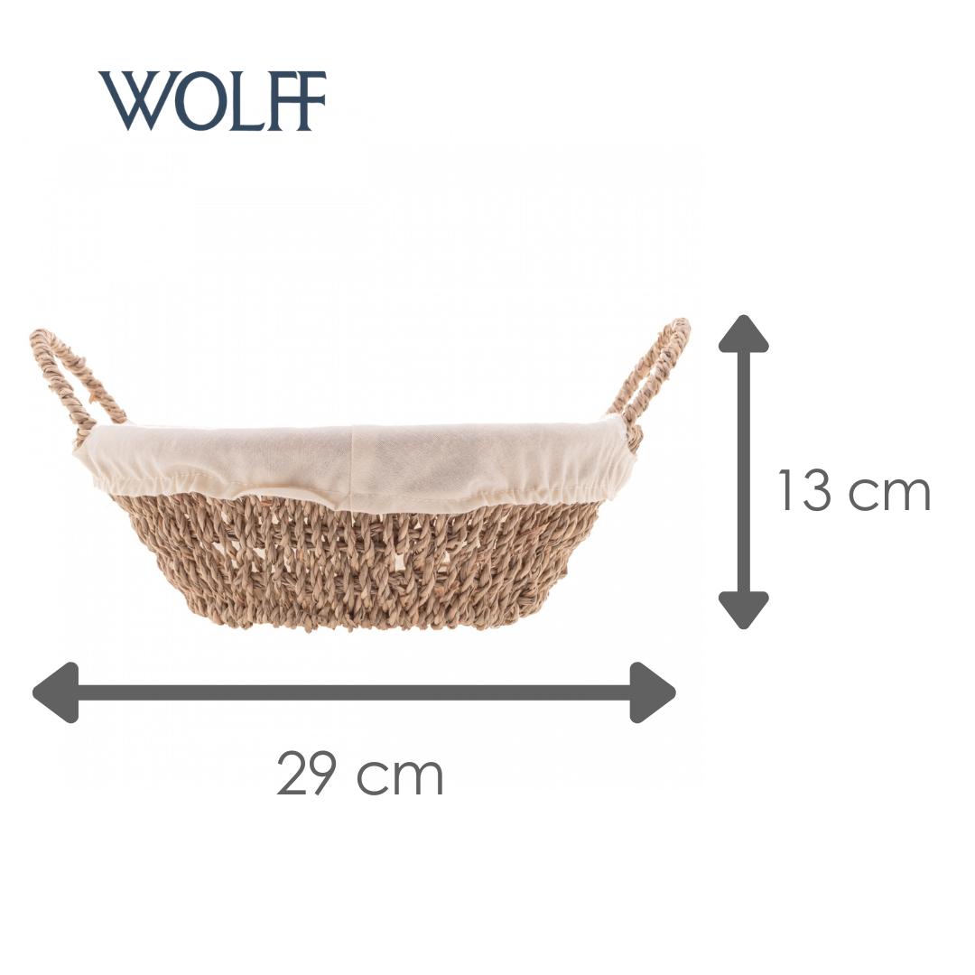 Cesta Redonda de Sisal com Forro em Tecido e Alça 29cm x 13cm - Wolff