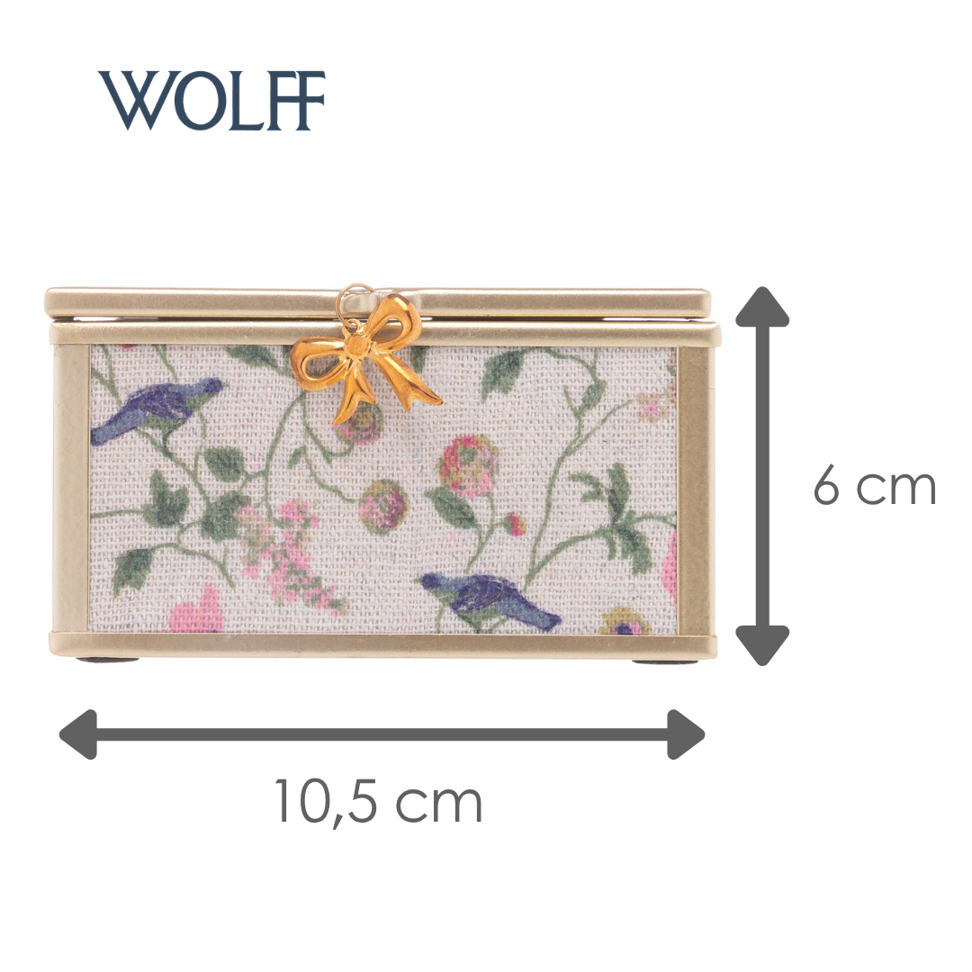 Porta-Jóias Blossom Garden 10cm x 11cm x 5,5cm Dourado Metal - Wolff