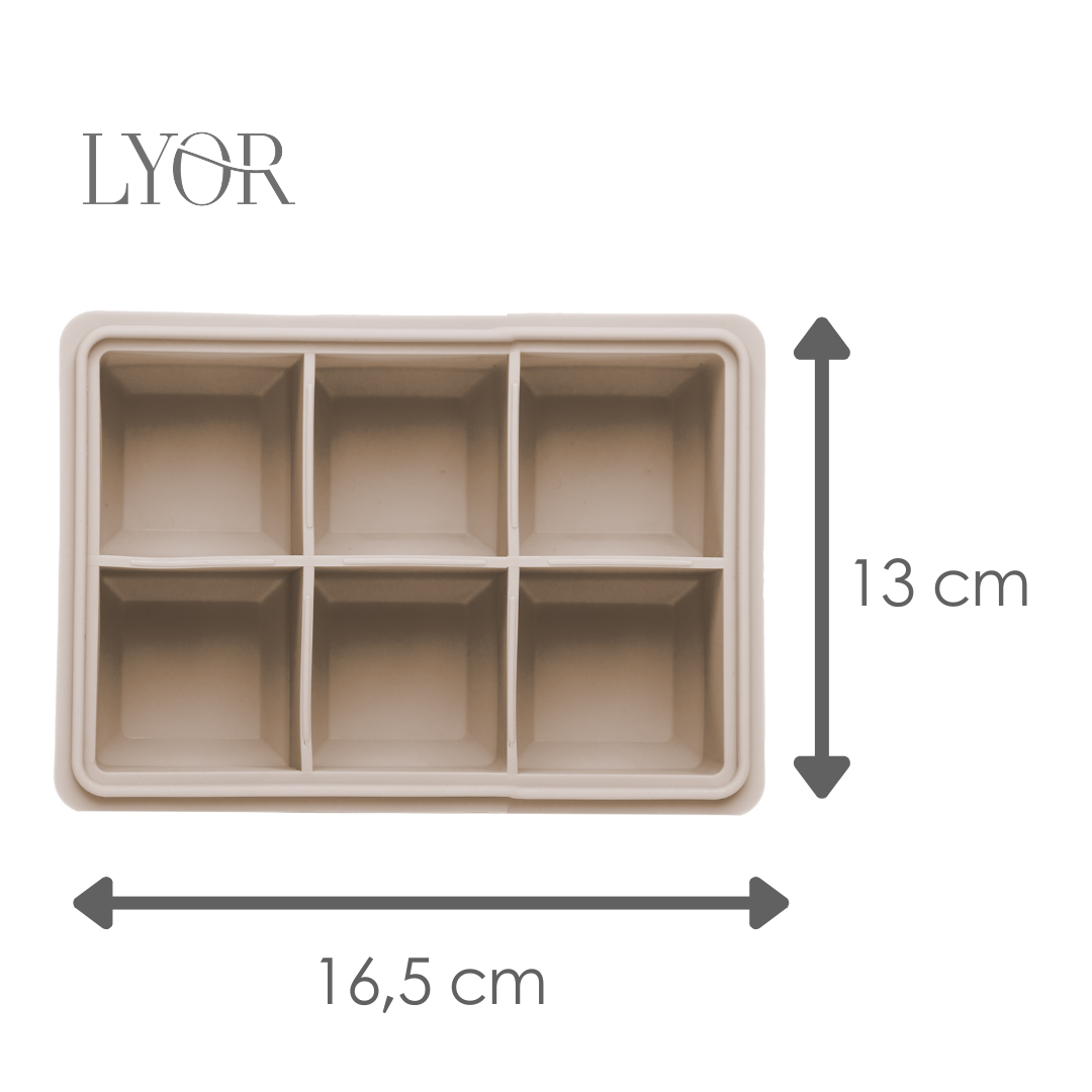 Forma para Gelo 6 Cubos 16,5cm x 13cm x 5,5cm Bege Silicone - Lyor