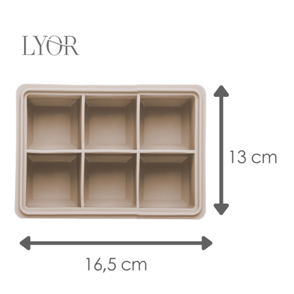 Forma para Gelo 6 Cubos 16,5cm x 13cm x 5,5cm Bege Silicone - Lyor
