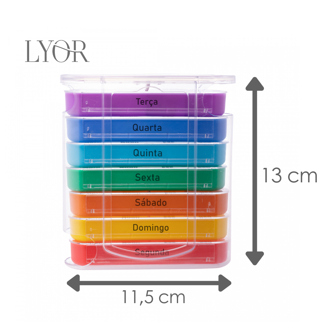 Conjunto 7 Organizadores para Comprimidos de Plástico 13cm x 11,5cm x 4,5cm - Lyor