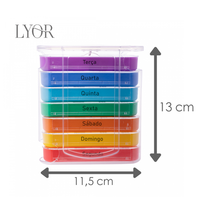 Conjunto 7 Organizadores para Comprimidos de Plástico 13cm x 11,5cm x 4,5cm - Lyor