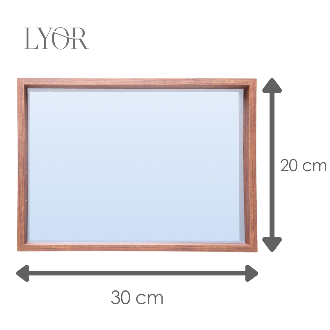 Bandeja com Espelho Rustic 20cm x 30cm x 5cm Madeira - Lyor
