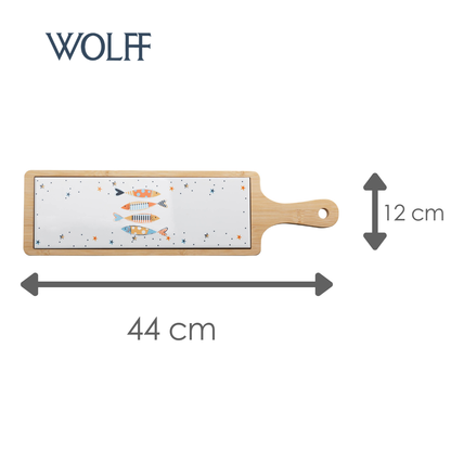 Conjunto 2 Peças Tábua com Bandeja de Bambu Iki 44cm x 12cm x 1cm - Wolff