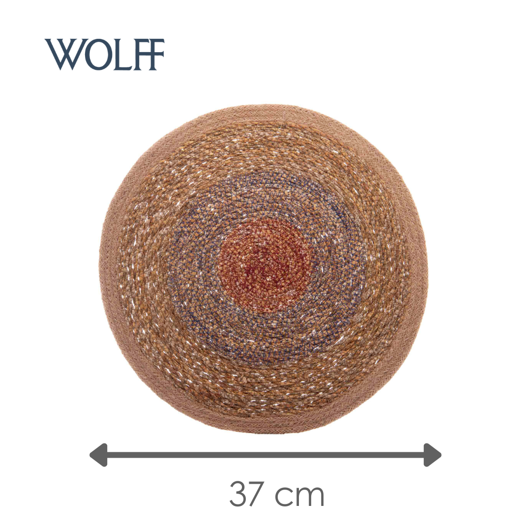 Jogo Americano de Fibra Natural Juta Colorido 37cm - Wolff
