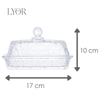 Manteigueira de Cristal Martelado com Tampa Petra - Lyor