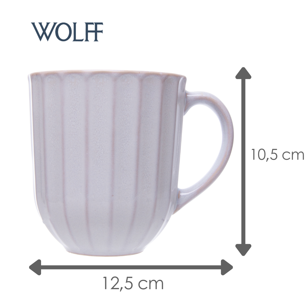 Caneca Scallop 420ml Creme Cerâmica - Wolff
