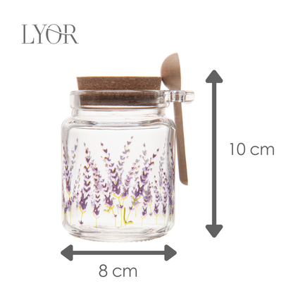 Pote Redondo com Tampa e Colher Provence 250ml Vidro - Lyor