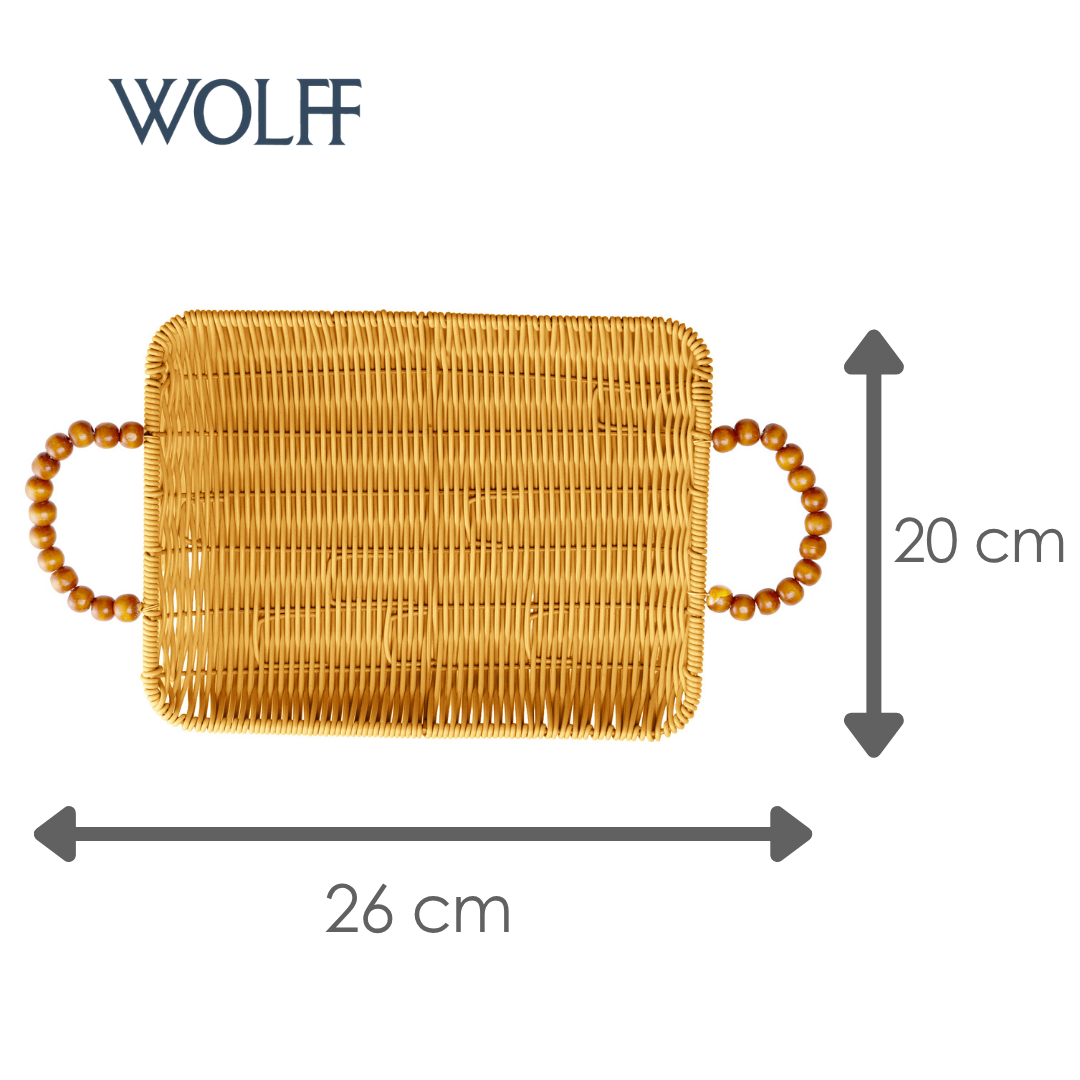 Bandeja Retangular com Alça Olaria 26cm x 20cm x 3cm Natural Plástico - Wolff