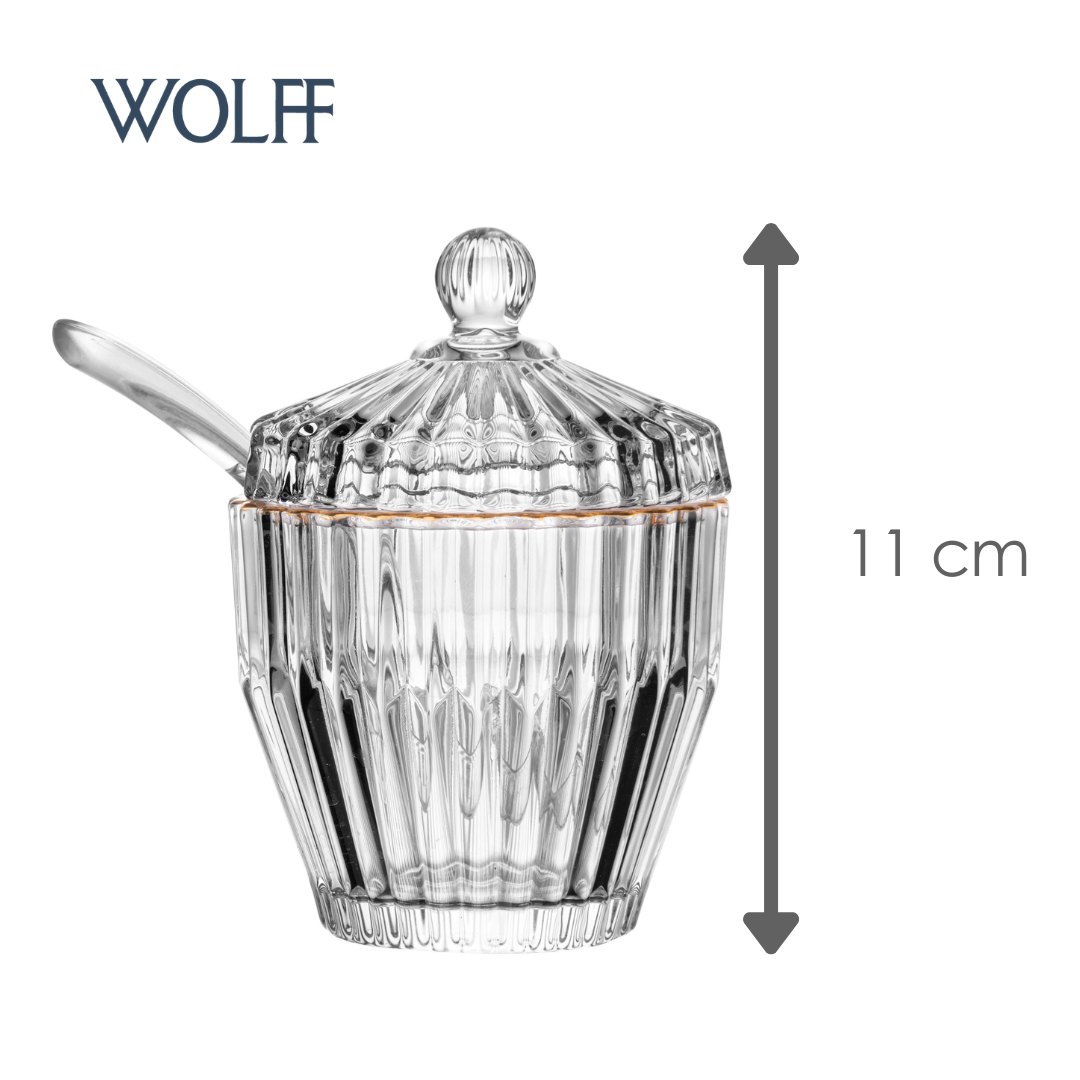 Açucareiro de Cristal com Fio de Ouro Império 8cm x 8cm x 11cm - Wolff
