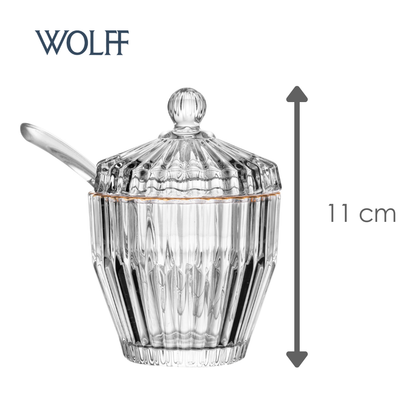 Açucareiro de Cristal com Fio de Ouro Império 8cm x 8cm x 11cm - Wolff