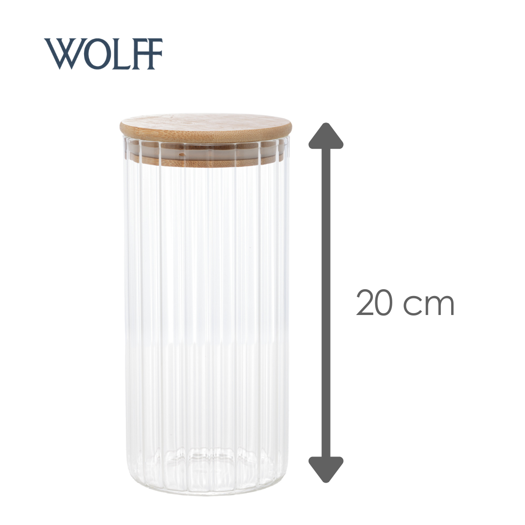 Porta Mantimento com Tampa em Bambu 950ml Vidro Borossilicato - Wolff