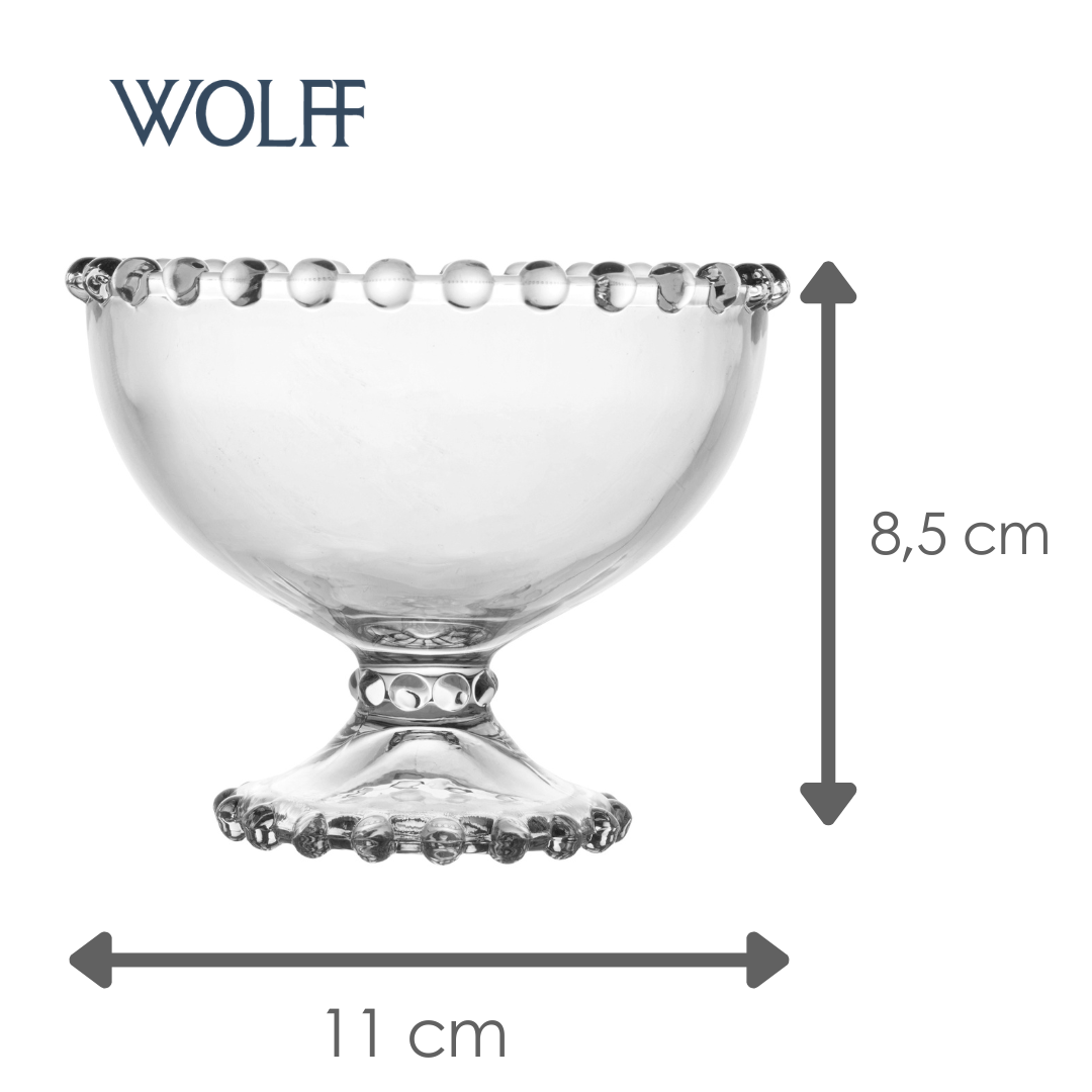 Conjunto 6 Taças de Sobremesa de Cristal Ecológico Pearl 11cm x 9cm Wolff