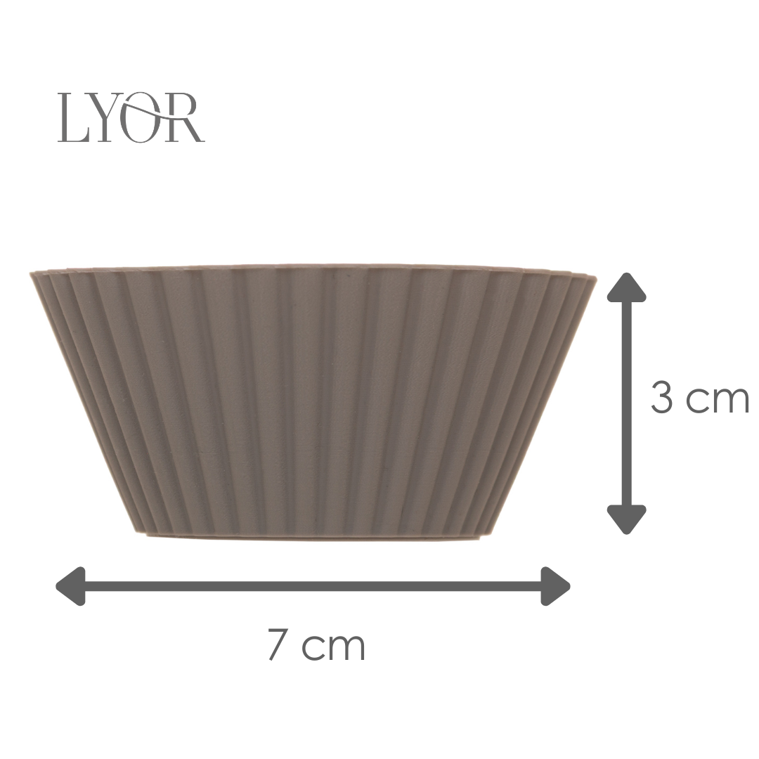 Conjunto 6 Formas Redondas para Cupcake 7cm x 3cm Cinza Silicone - Lyor
