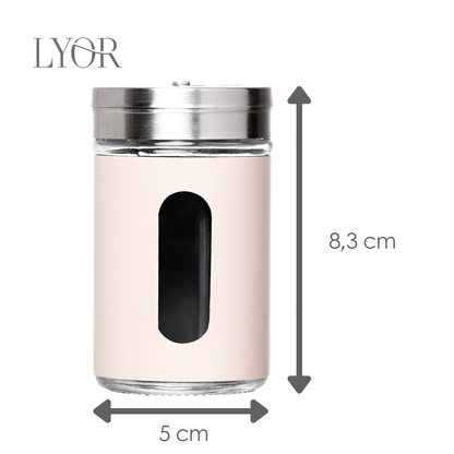 Porta Temperos com Revestimento Metálico 95ml Bege Vidro - Lyor