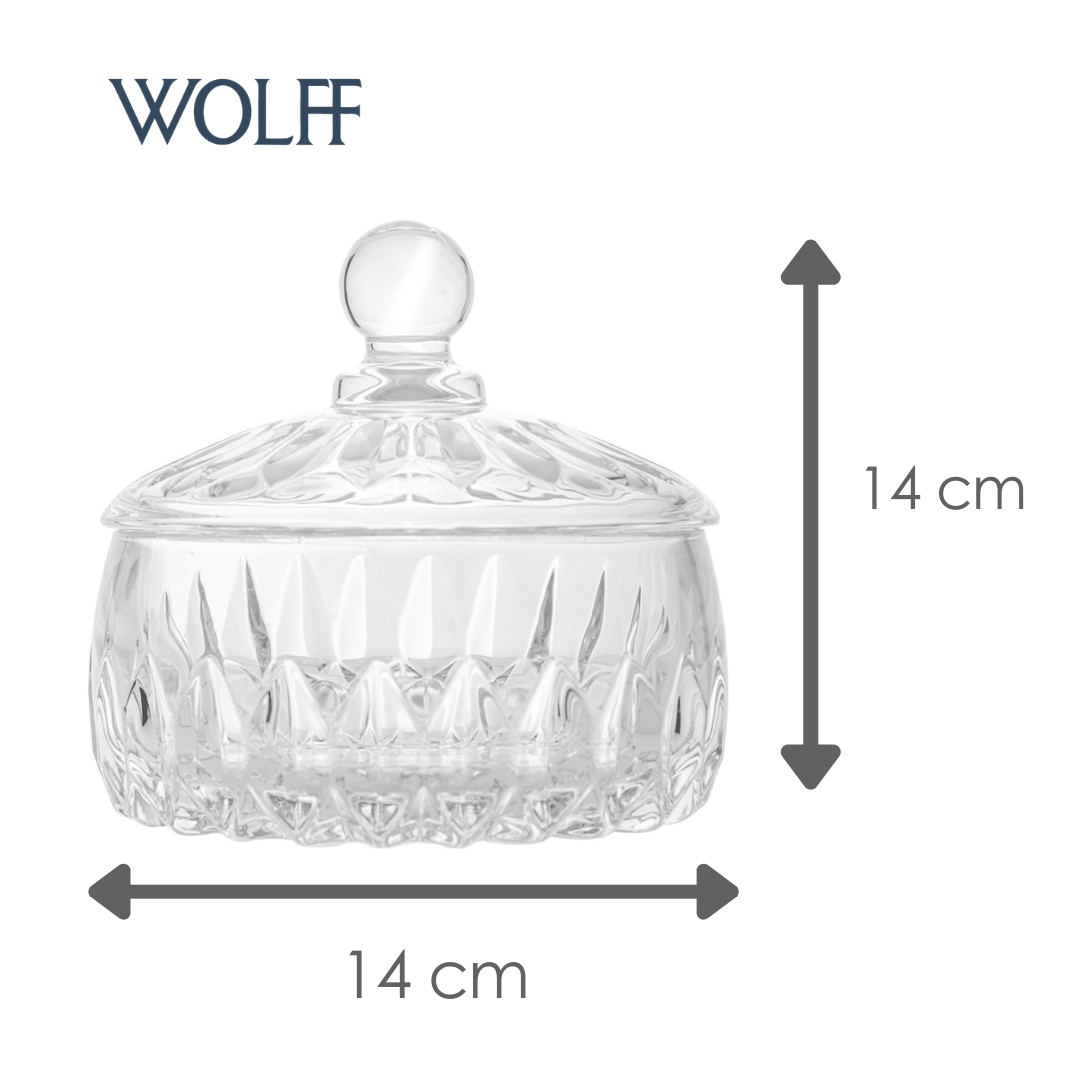 Potiche Decorativo de Cristal Louise 14cm x 14cm - Wolff