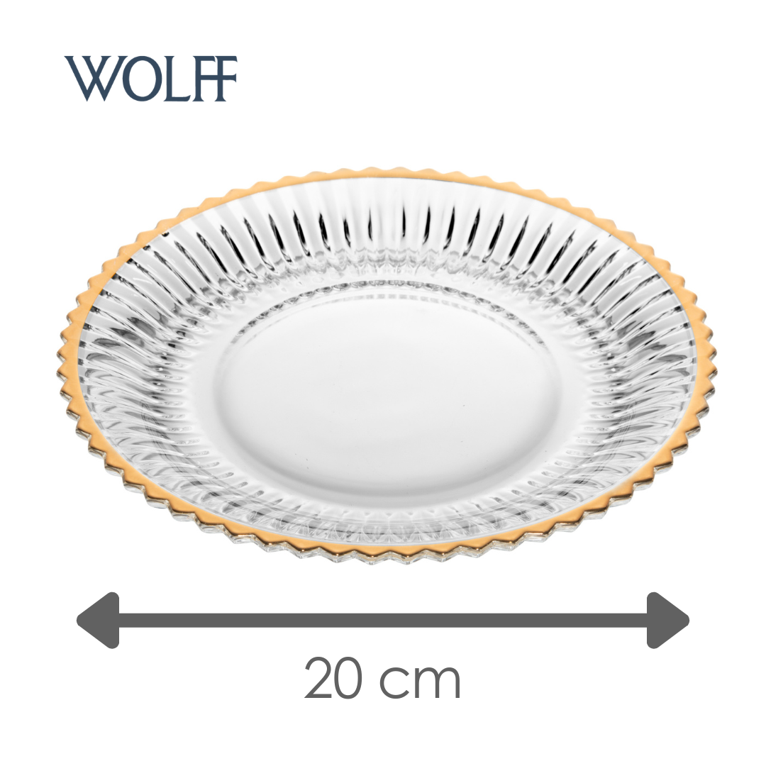 Prato para Sobremesa com Fio de Ouro Império 20cm Cristal - Wolff