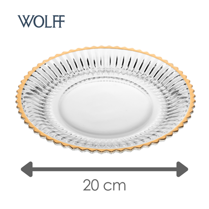 Prato para Sobremesa com Fio de Ouro Império 20cm Cristal - Wolff