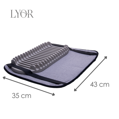 Tapete para Secar Louças com Escorredor de Pratos 43cm x 35cm x 4cm Cinza Microfibra – Lyor