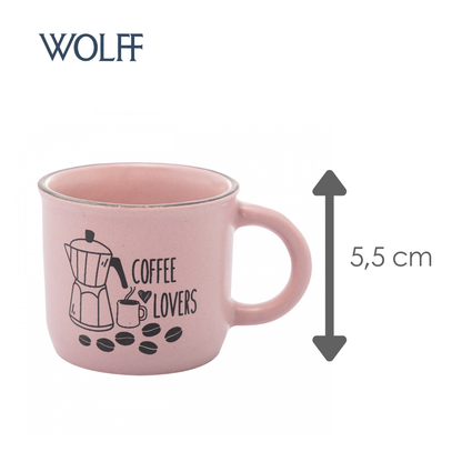 Conjunto 4 Canecas de Café de Cerâmica Coffee Lovers 60ml - Wolff