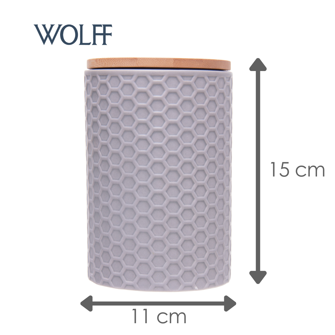 Potiche com Tampa de Bambu Beelisse 11cm x 15,8cm Cinza Cerâmica - Wolff