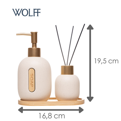 Conjunto 3 Peças para Banheiro Concept Bege Cerâmica - Wolff