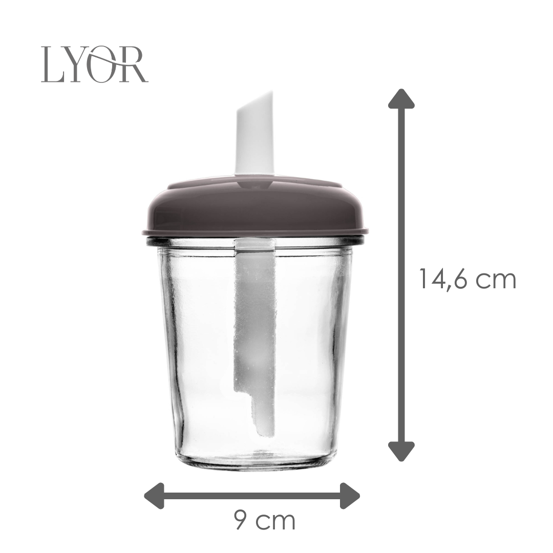 Açucareiro com Tampa Dosadora Siena 320ml Cinza Vidro - Lyor