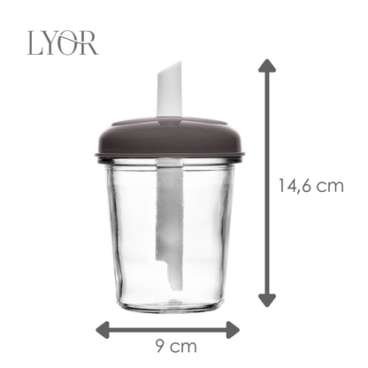 Açucareiro com Tampa Dosadora Siena 320ml Cinza Vidro - Lyor