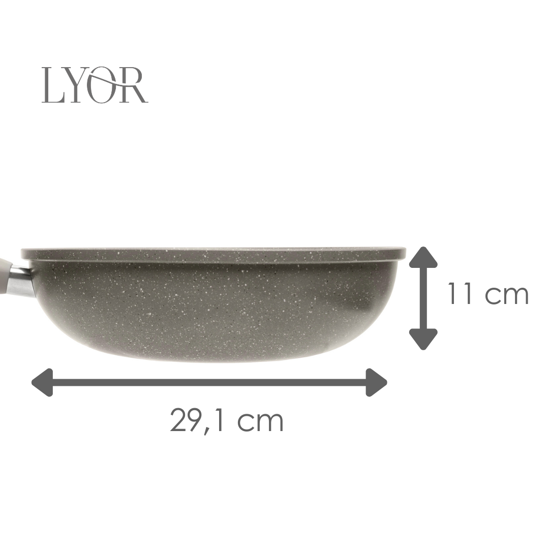 Frigideira Wok de Indução Granito Chef 28cm Taupe Alumínio com Revestimento Cerâmico - Lyor