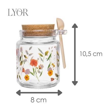 Pote Redondo com Tampa e Colher Encanto 250ml Vidro - Lyor