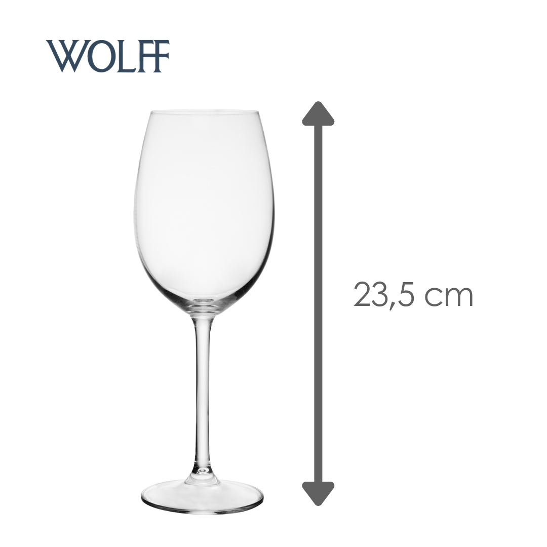 Jogo 6 Taças de Vinho Tinto De Cristal Ecológico Bohemia Veronica 450ml - Wolff