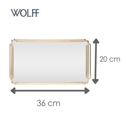 Conjunto 2 Bandejas Decorativas de Metal Dourada 36cm x 20cm x 5cm/34cm x 16cm x 4cm - Wolff