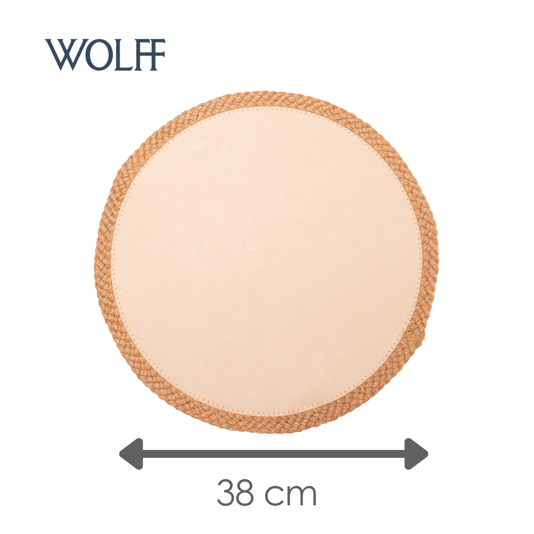 Jogo Americano com Borda Juta 38cm Off White PVC  - Wolff