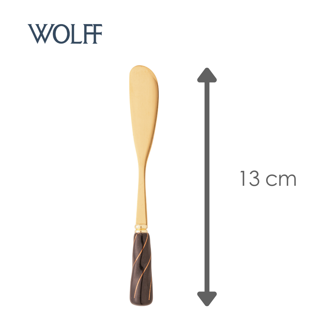 Conjunto 4 Espátulas de Aço Inox Dourado com Cabo de Cerâmica Preto - Wolff