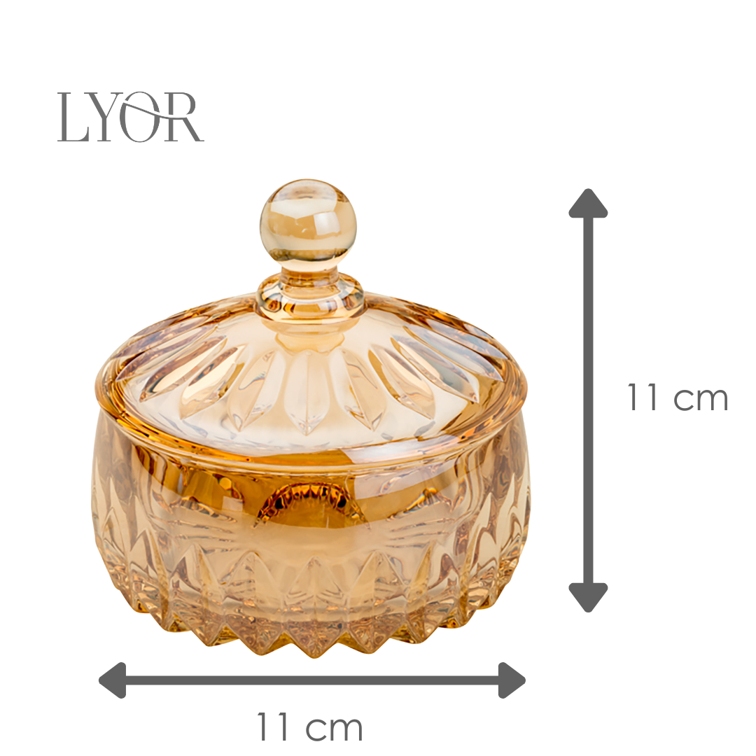 Potiche Decorativo de Cristal Louise Âmbar Metalizado 11cm x 11cm - Wolff