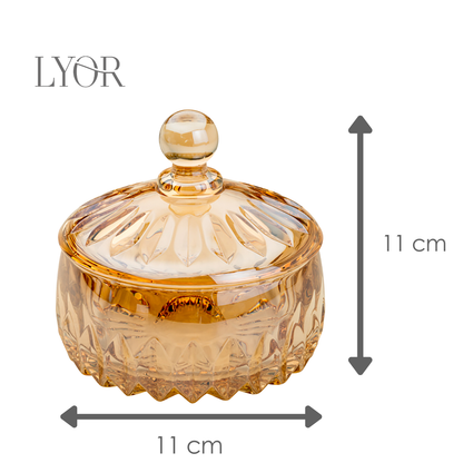 Potiche Decorativo de Cristal Louise Âmbar Metalizado 11cm x 11cm - Wolff