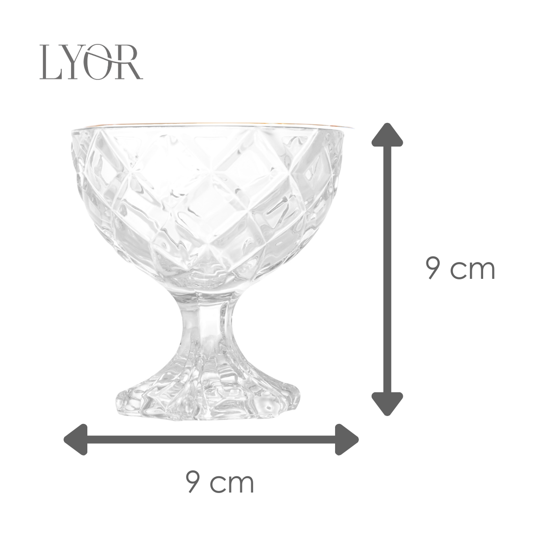 Taça de Sobremesa de Vidro Deli Diamond com Fio de Ouro 170ml Lyor