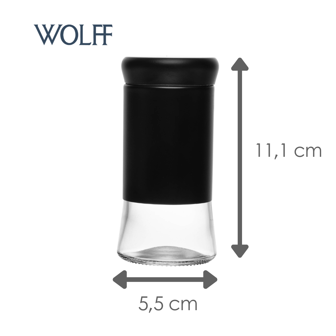 Porta Temperos Versatile 135ml Preto Vidro - Wolff