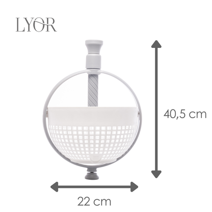 Escorredor e Centrífuga de Plástico para Saladas Branco e Cinza 30cm x 21cm x 12cm - Lyor