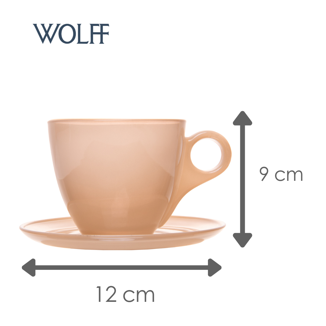 Conjunto 4 Xícaras de Chá com Pires Milky com Fio de Ouro 170ml Areia Vidro - Wolff