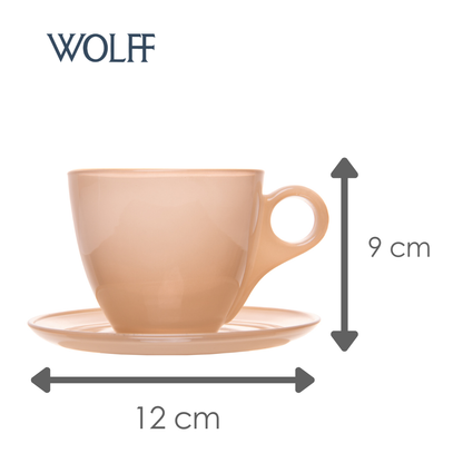 Conjunto 4 Xícaras de Chá com Pires Milky com Fio de Ouro 170ml Areia Vidro - Wolff