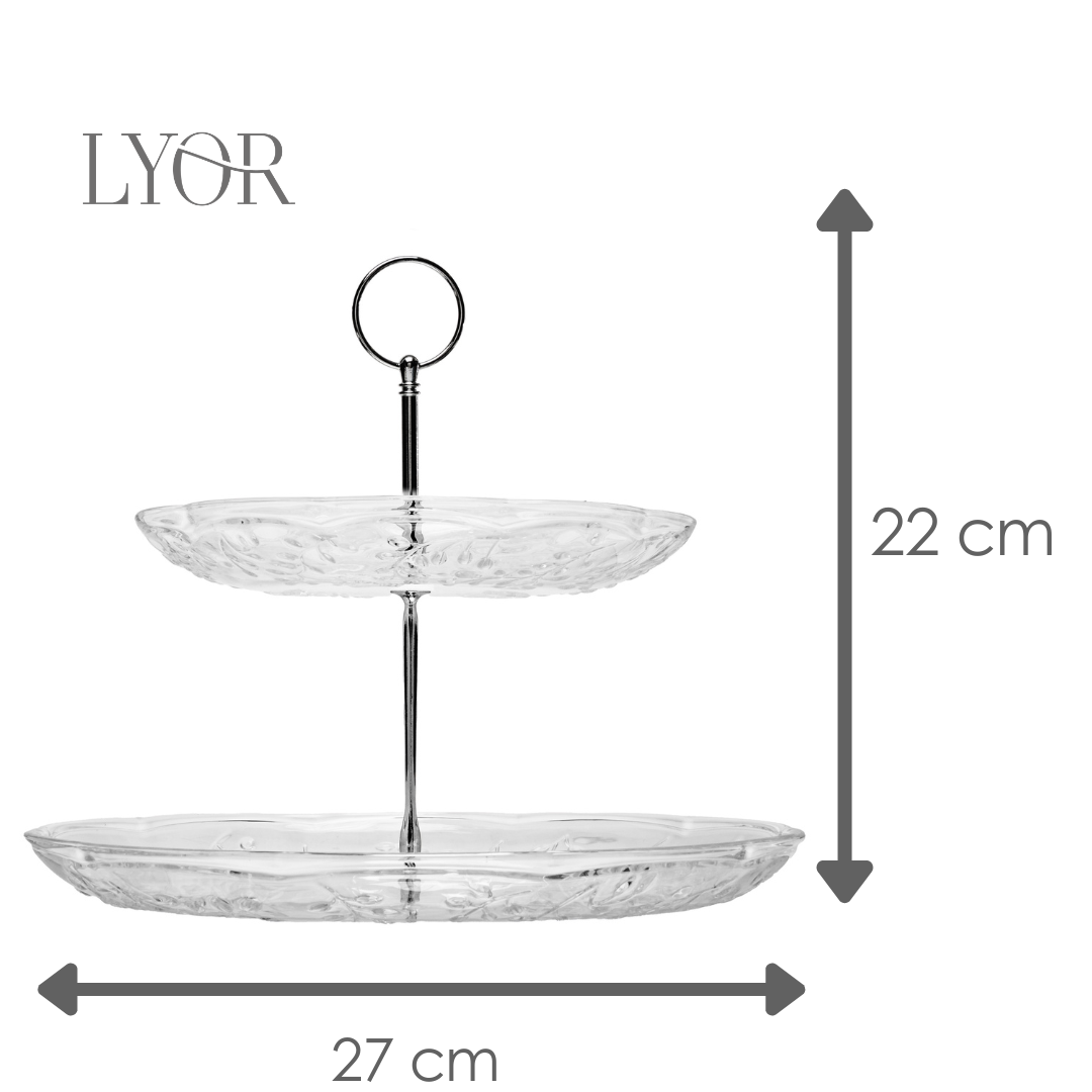 Prato para Doce 2 Andares New Butterfly 20cm/26cm Cristal Ecológico - Lyor