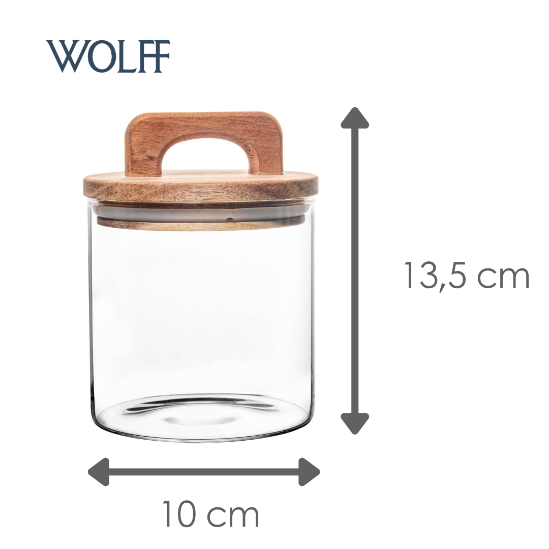 Porta Mantimento de Vidro com Tampa de Acácia 700ml - Wolff