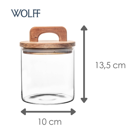 Porta Mantimento de Vidro com Tampa de Acácia 700ml - Wolff
