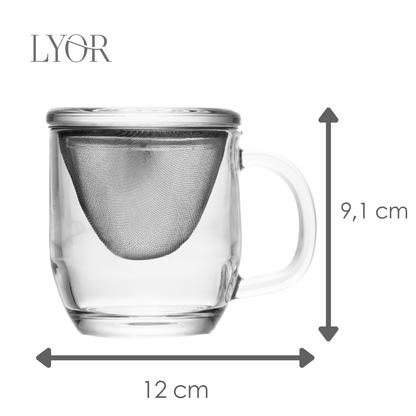 Caneca com Infusor e Tampa 330ml Vidro - Lyor