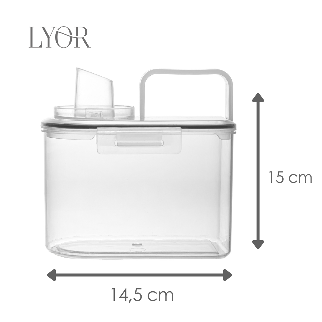 Pote Hermético Multiuso com Copo Medidor 14cm x 8,5cm x 15cm Plástico - Lyor