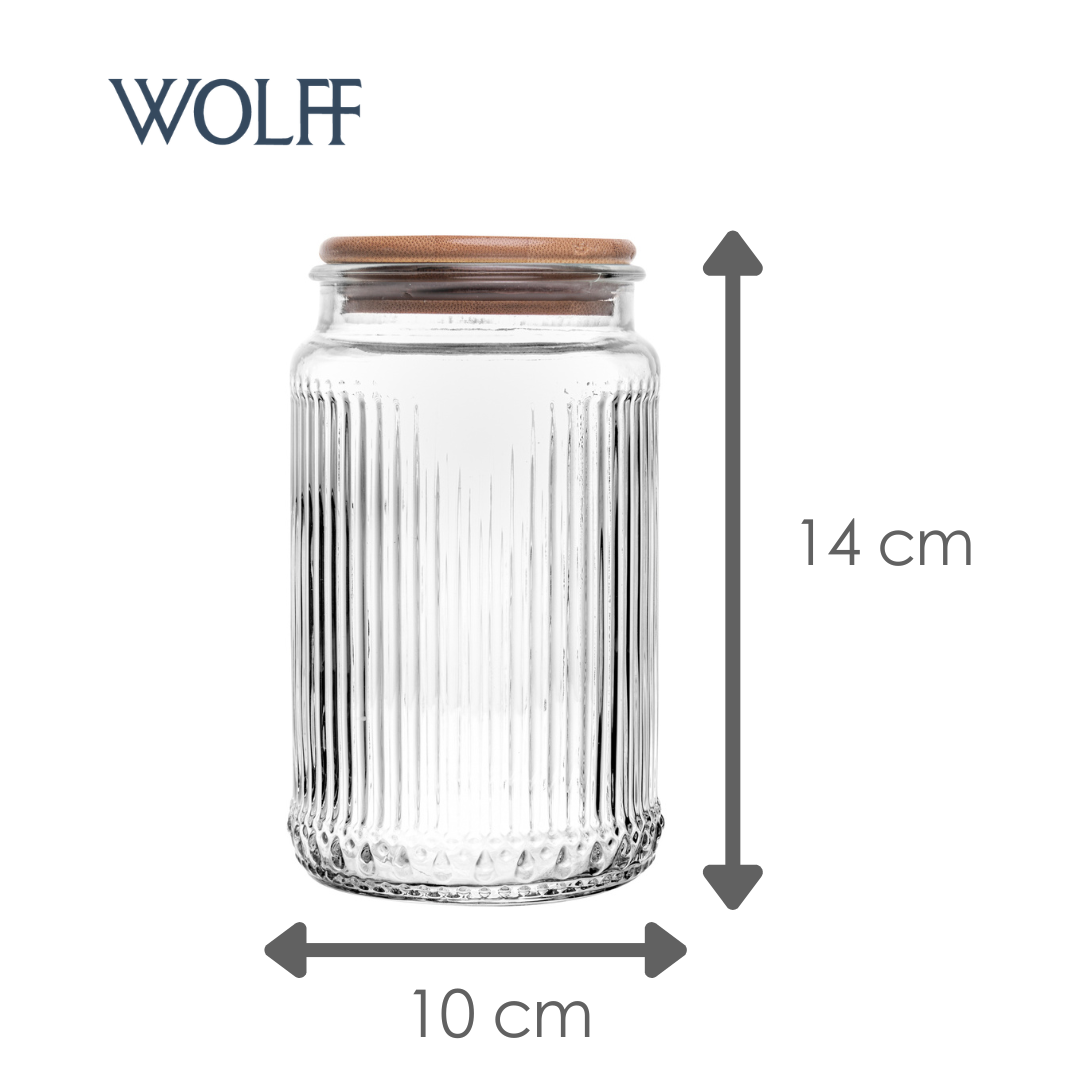 Porta Mantimento de Vidro com Tampa de Bambu Lines 750ml - Wolff