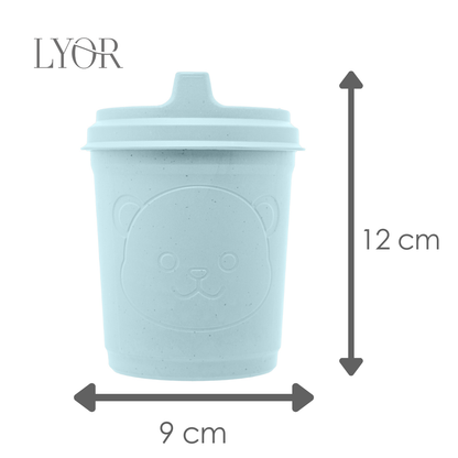 Copo com Tampa Baby Bear 450ml Azul PP e Bambu - Lyor