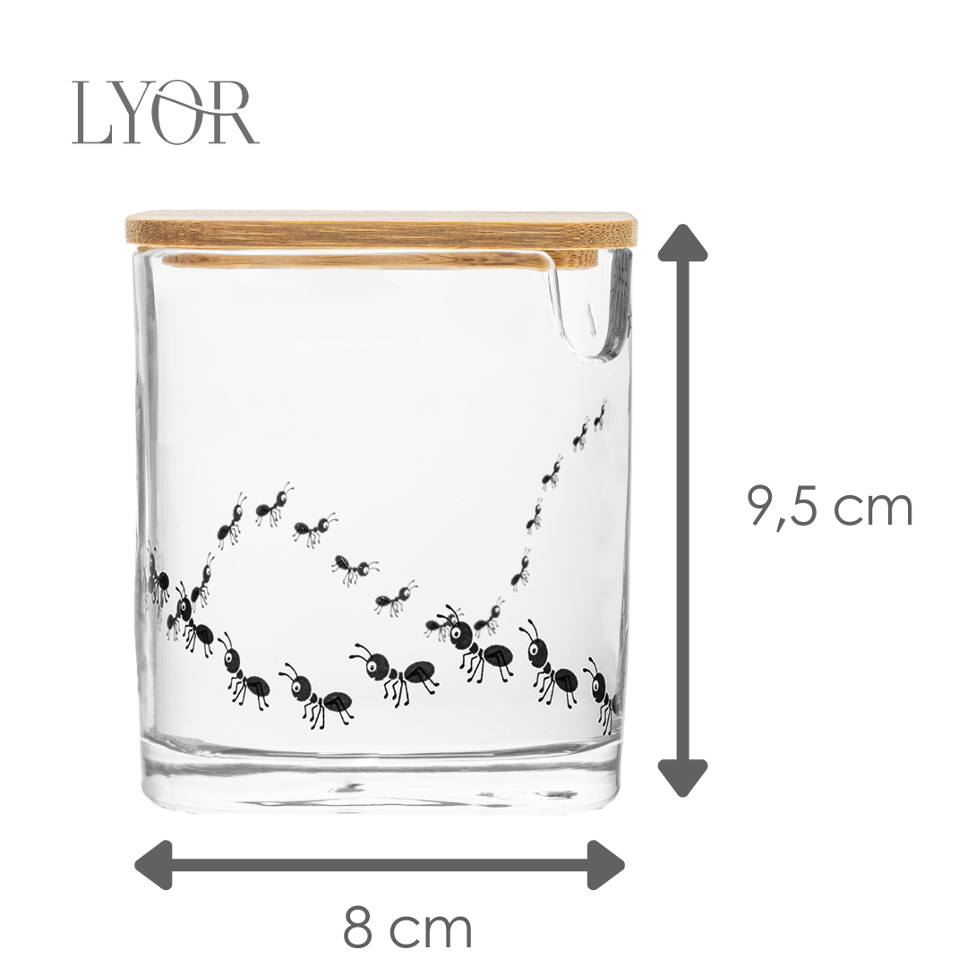 Açucareiro com Tampa e Colher de Bambu New Bug 8cm x 9,5cm Vidro – Lyor